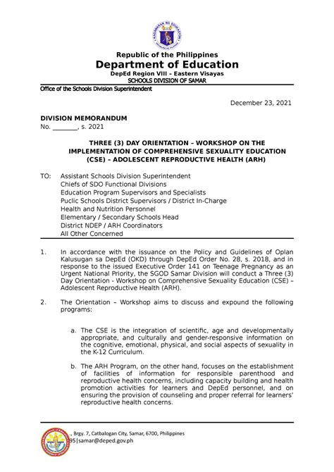 2021 DIVISION MEMORANDUM .